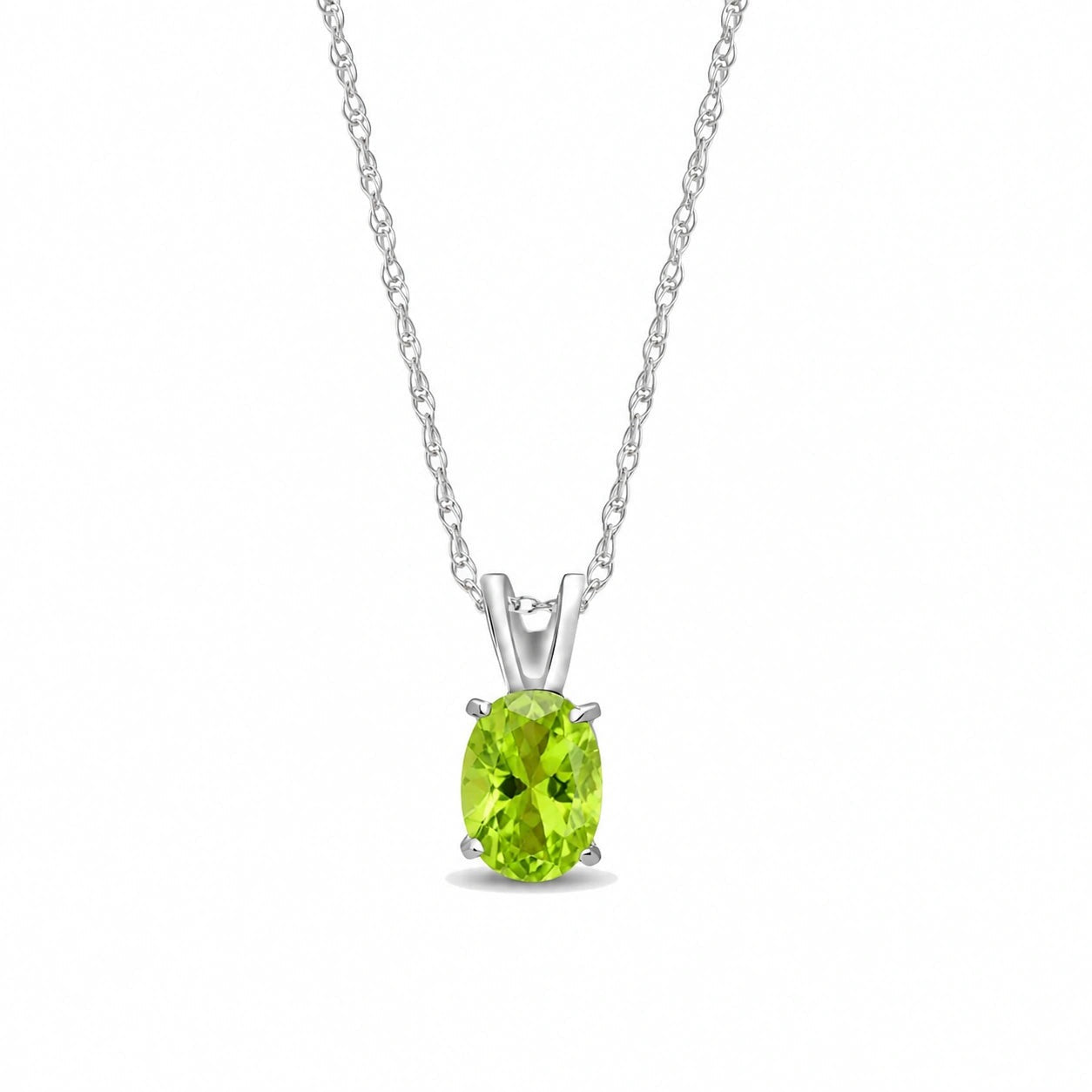 White Gold Belle Necklace Peridot 10K — Mimosa