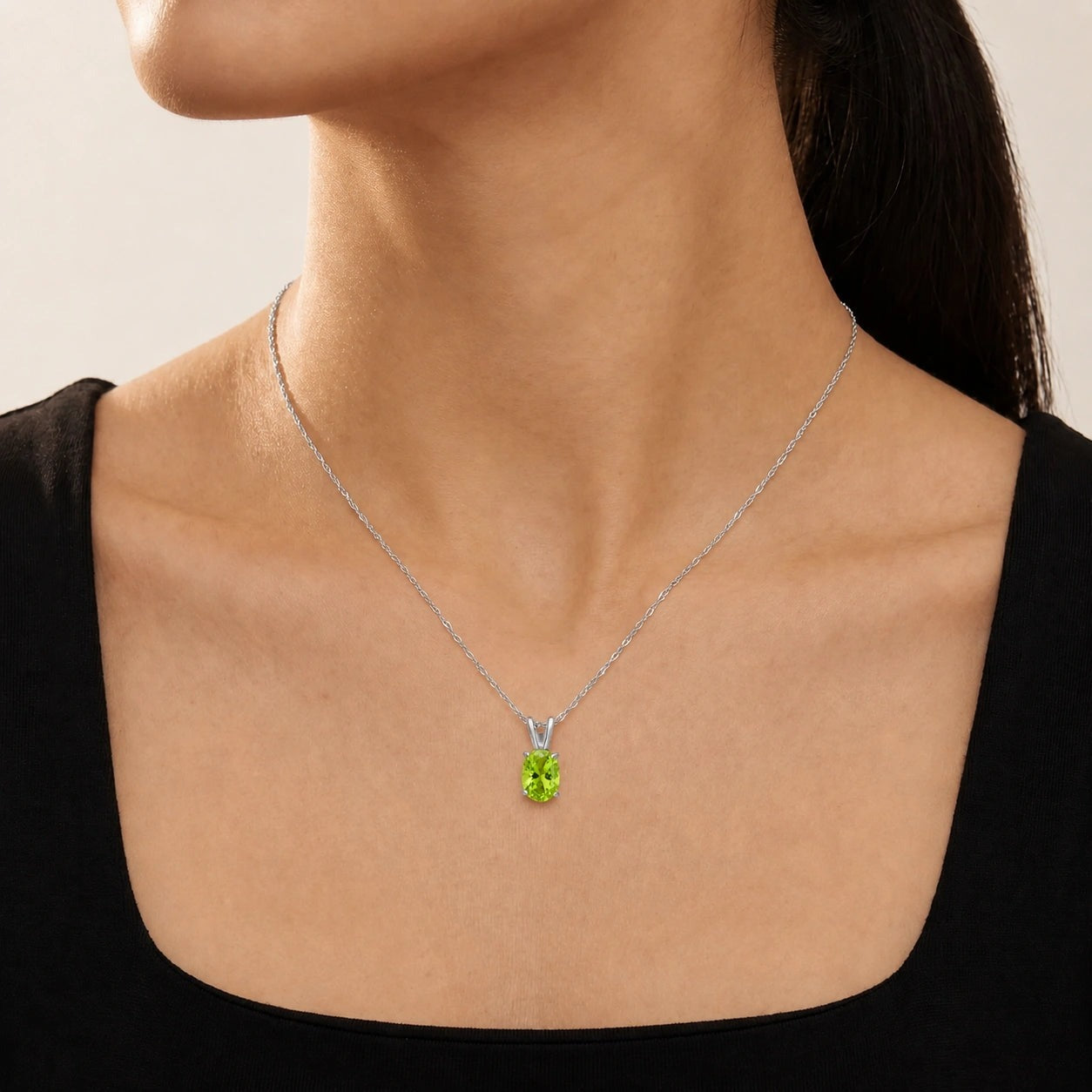 White Gold Belle Necklace Peridot 10K — Mimosa
