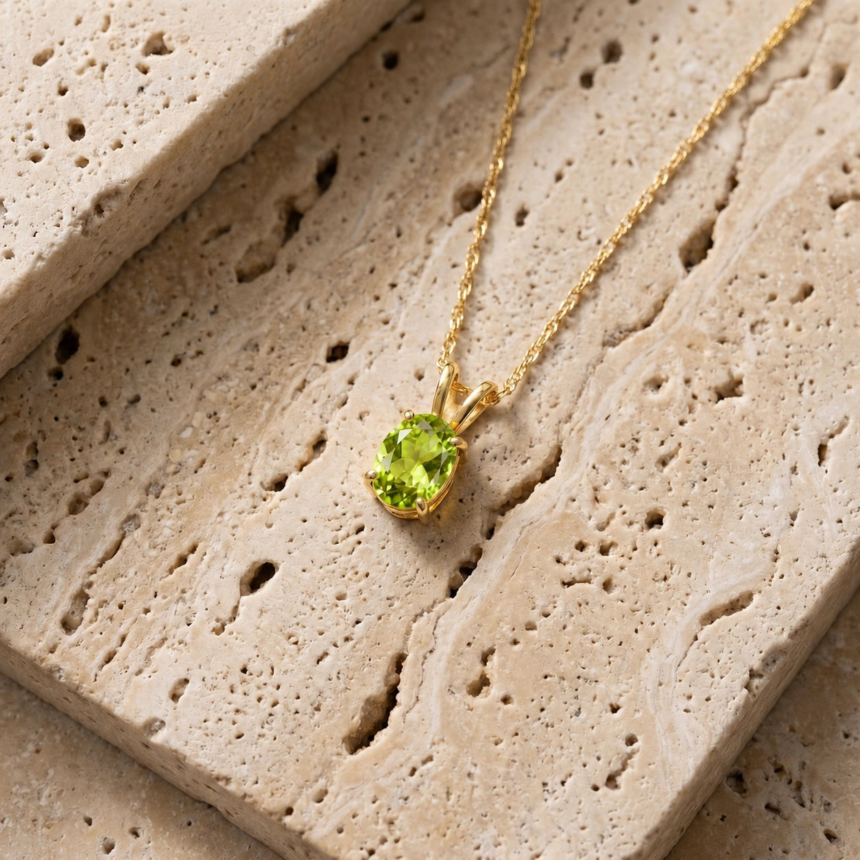Yellow Gold Belle Necklace Peridot 10K — Mimosa