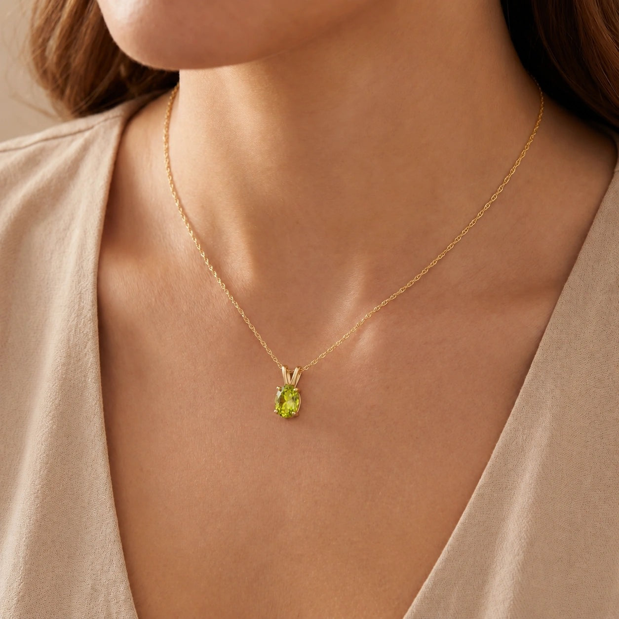Yellow Gold Belle Necklace Peridot 10K — Mimosa