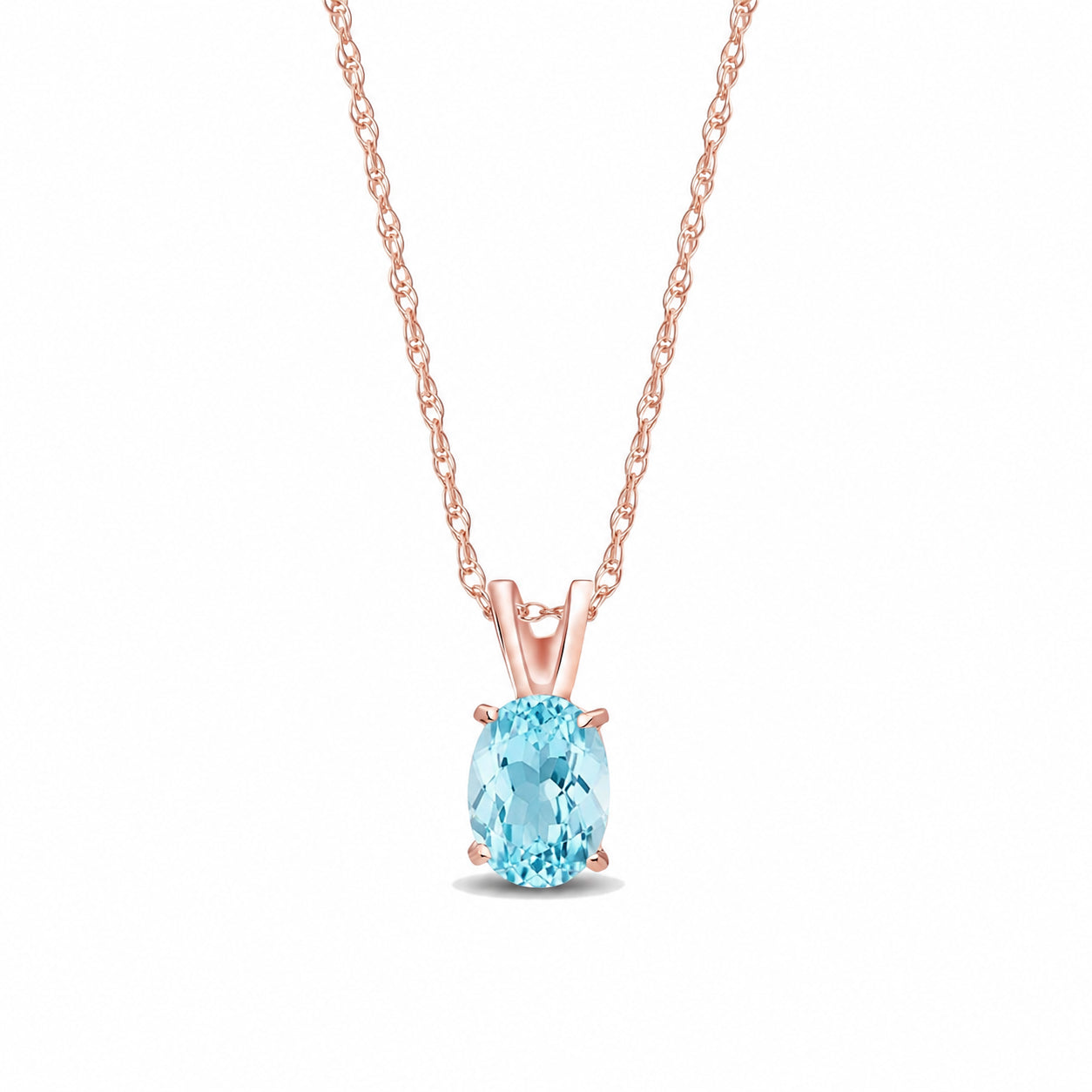 Rose Gold Belle Necklace Blue Topaz 10K — Mimosa