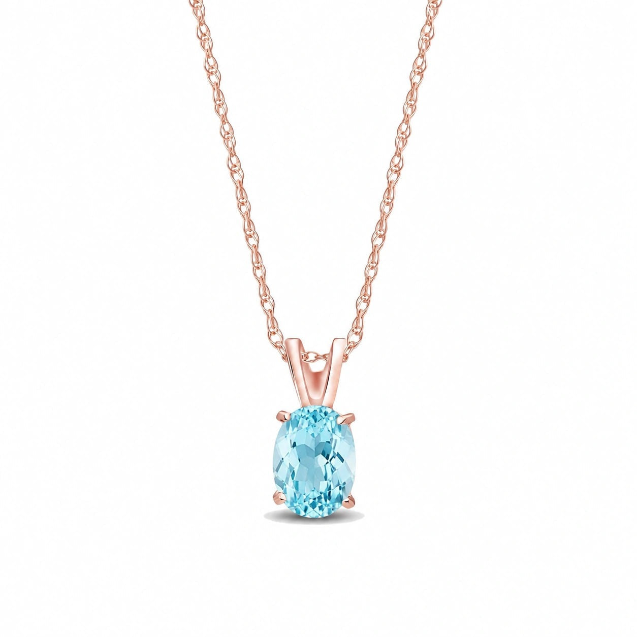 Rose Gold Belle Necklace Blue Topaz 10K — Mimosa