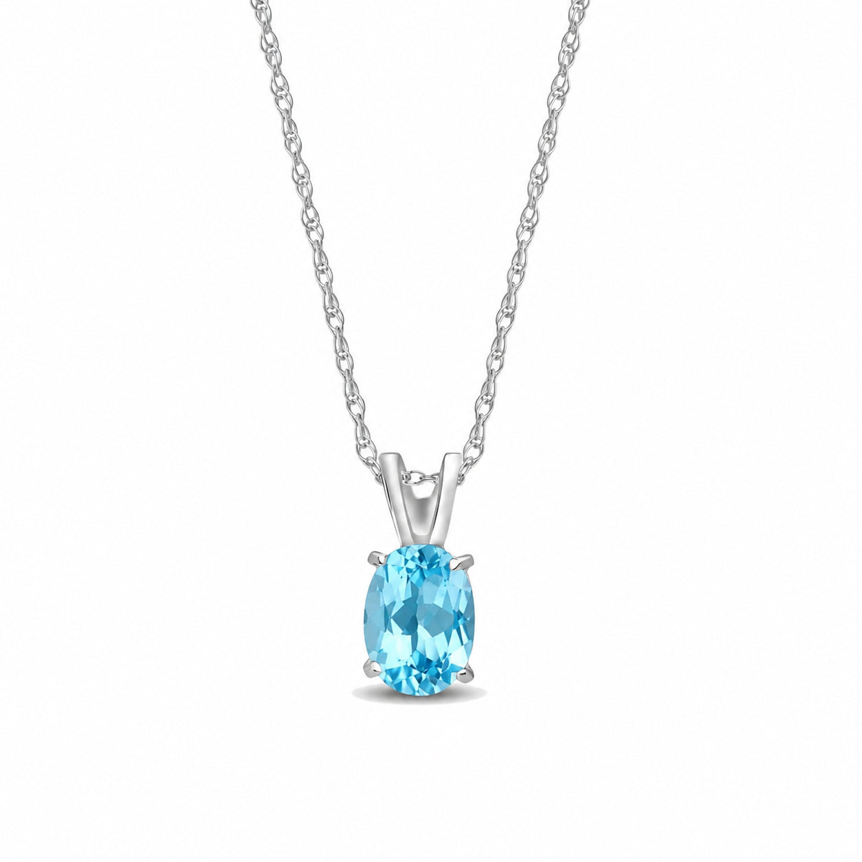 White Gold Belle Necklace Blue Topaz 10K — Mimosa