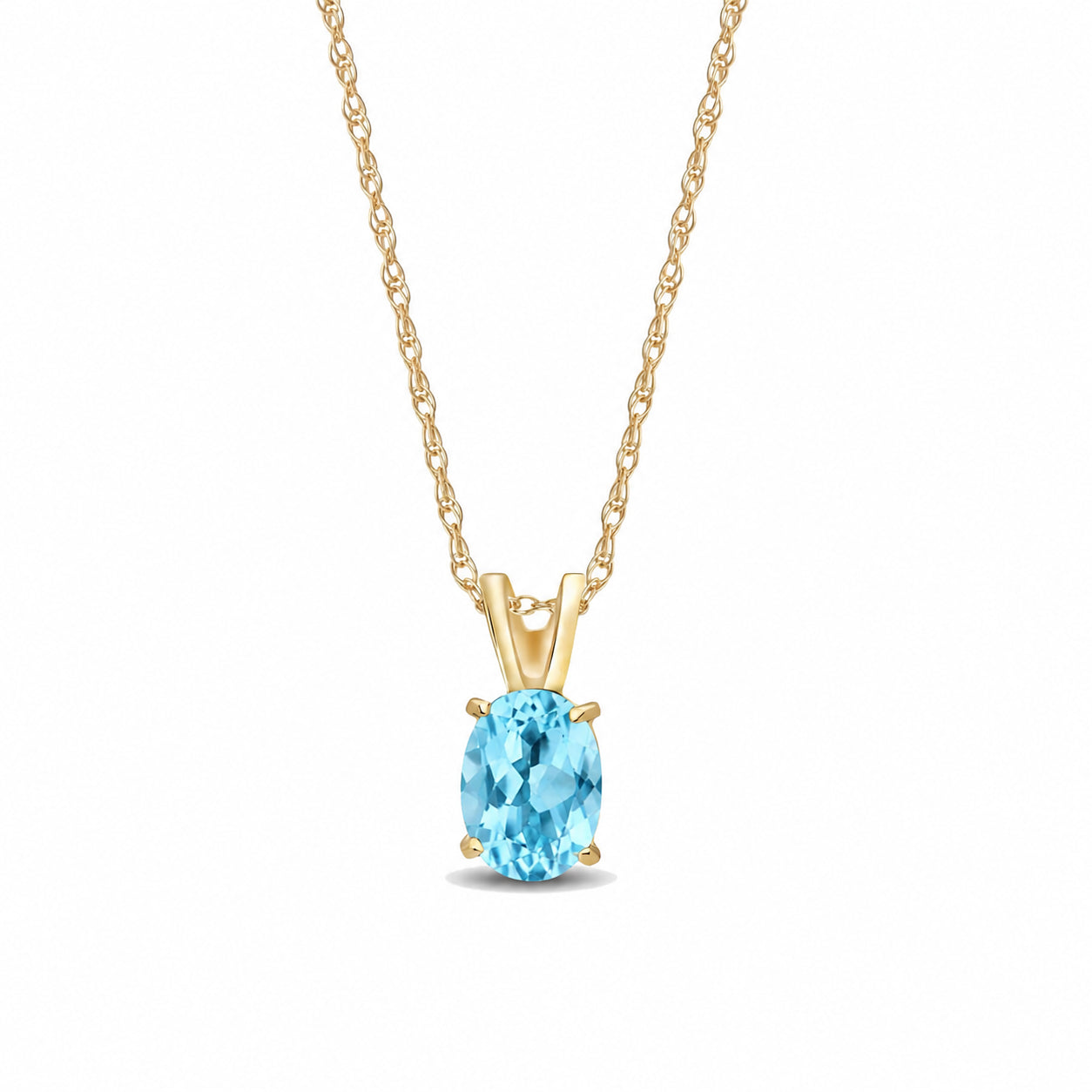Yellow Gold Belle Necklace Blue Topaz 10K — Mimosa