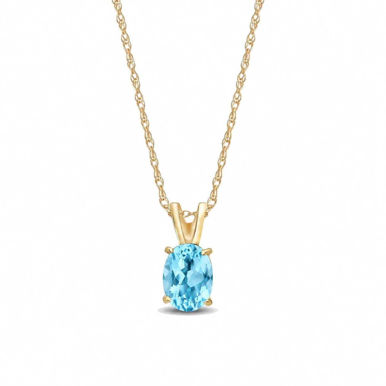 Yellow Gold Belle Necklace Blue Topaz 10K — Mimosa