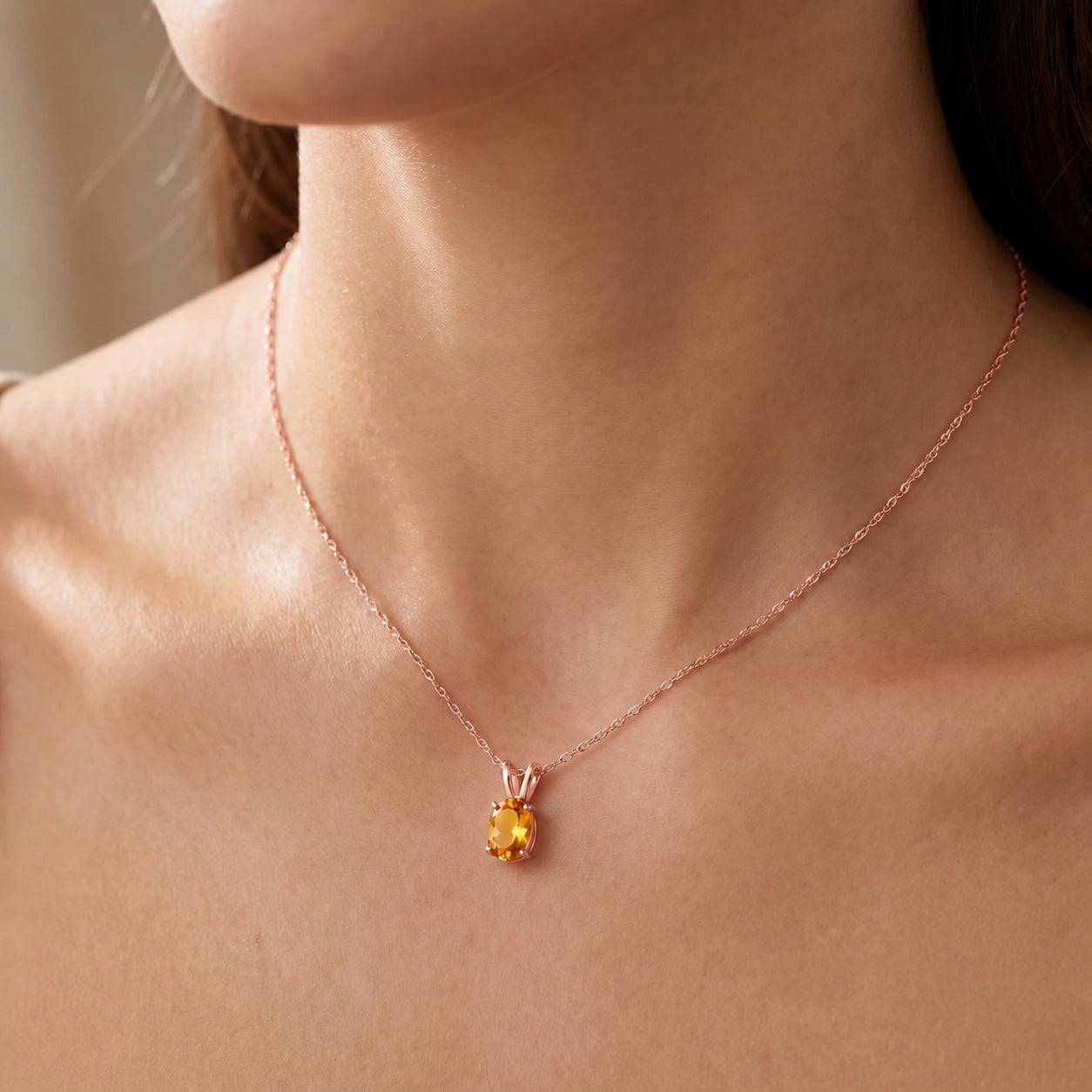 Rose Gold Belle Necklace Sapphire 10K — Mimosa