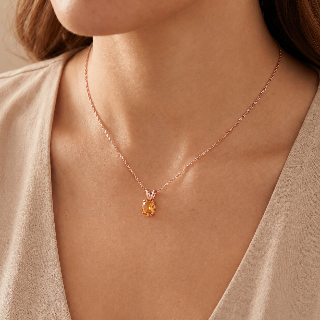 Rose Gold Belle Necklace Sapphire 10K — Mimosa