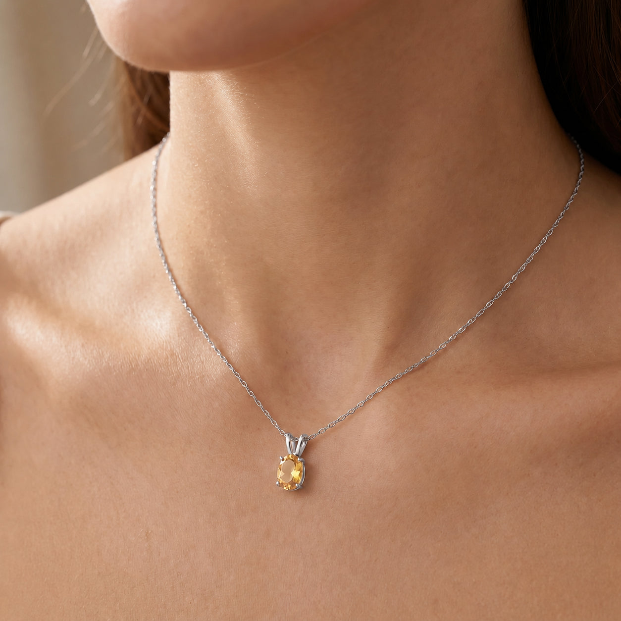 White Gold Belle Necklace Sapphire 10K — Mimosa