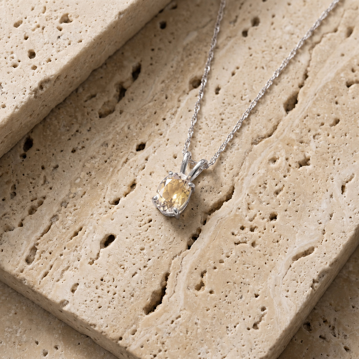 White Gold Belle Necklace Sapphire 10K — Mimosa