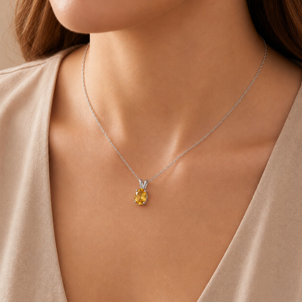 White Gold Belle Necklace Sapphire 10K — Mimosa