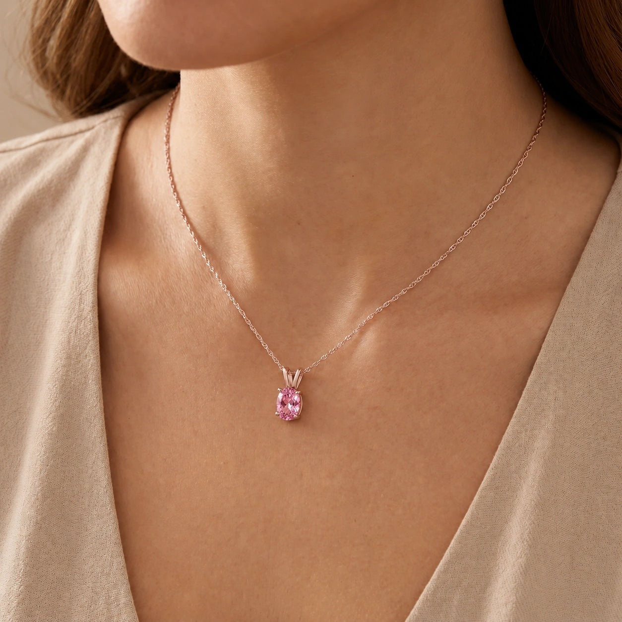 Rose Gold Belle Necklace Pink Topaz 10K — Mimosa