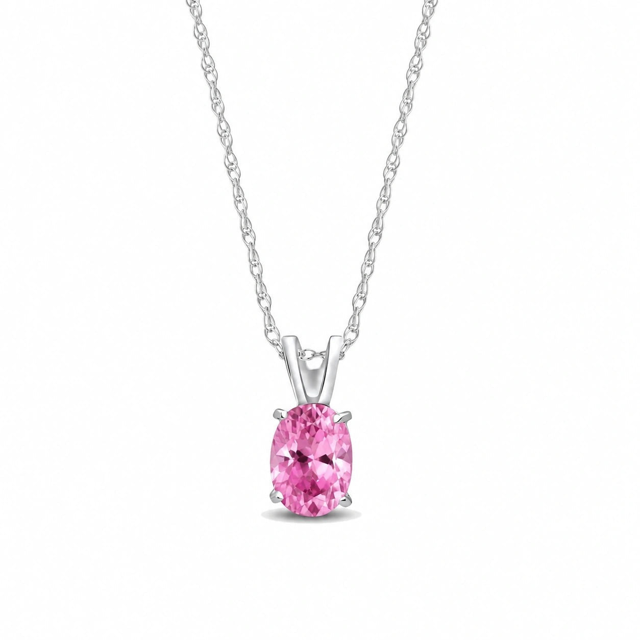 White Gold Belle Necklace Pink Topaz 10K — Mimosa