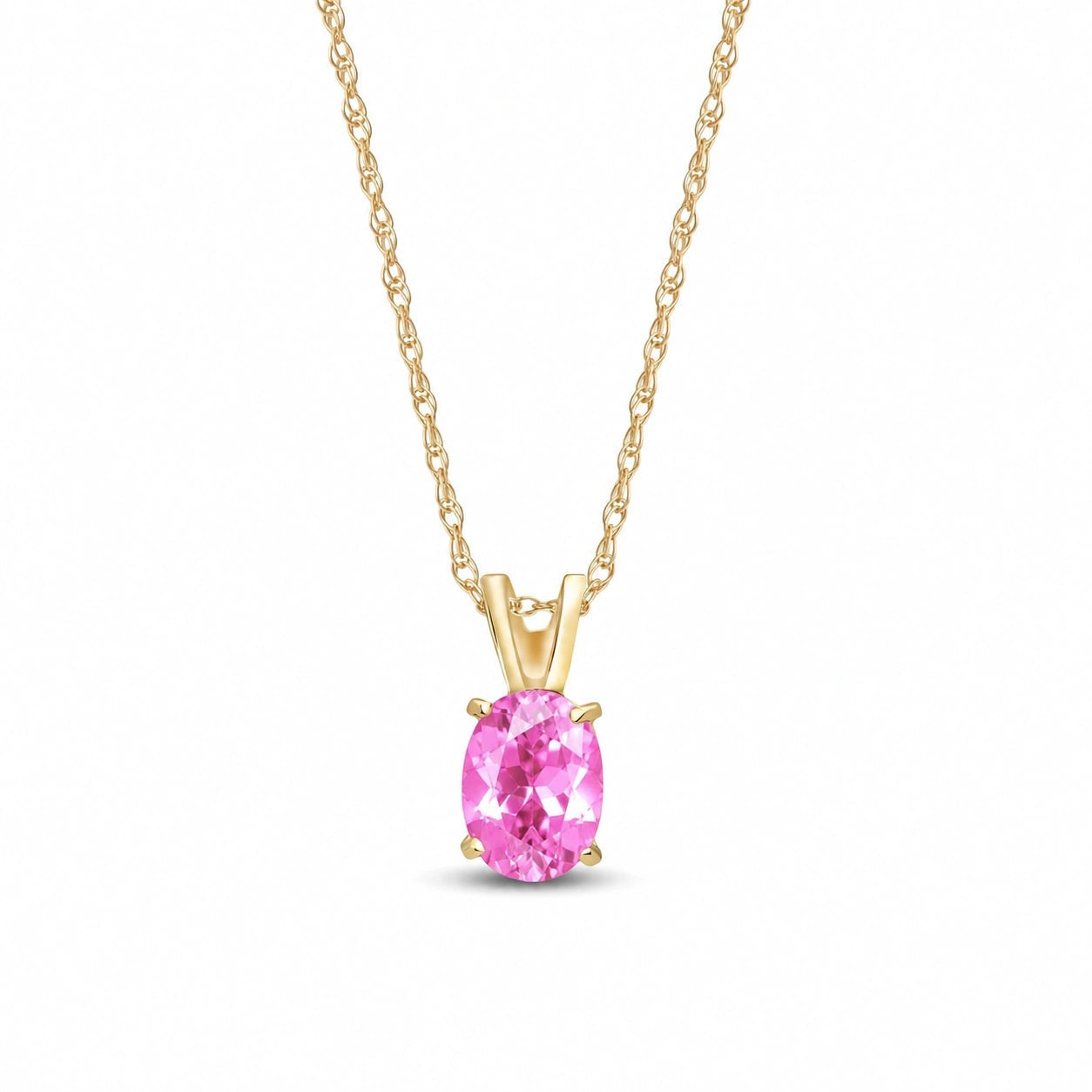 Yellow Gold Belle Necklace Pink Topaz 10K — Mimosa