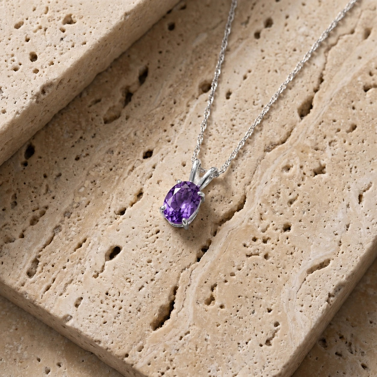 White Gold Belle Necklace Amethyst 10K — Mimosa