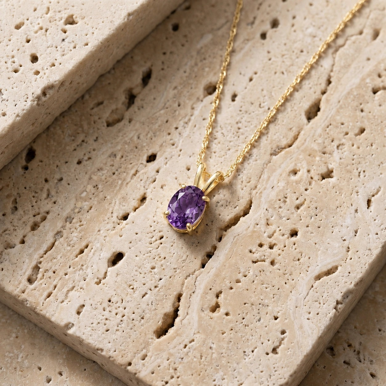 Yellow Gold Belle Necklace Amethyst 10K — Mimosa