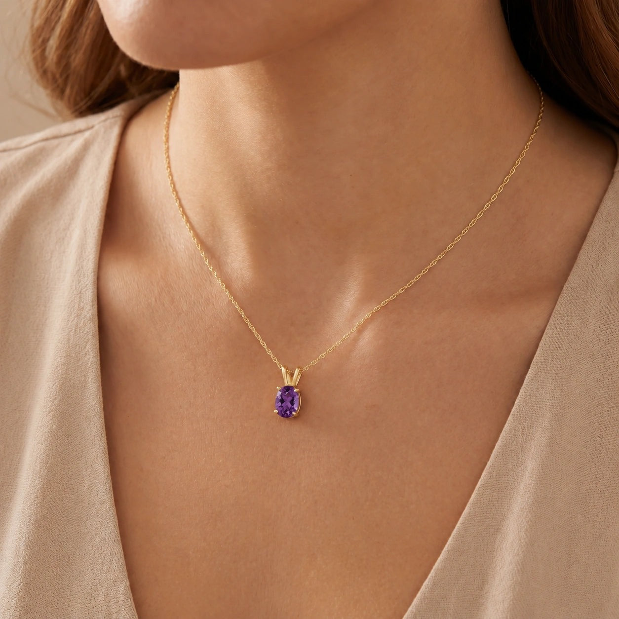 Yellow Gold Belle Necklace Amethyst 10K — Mimosa