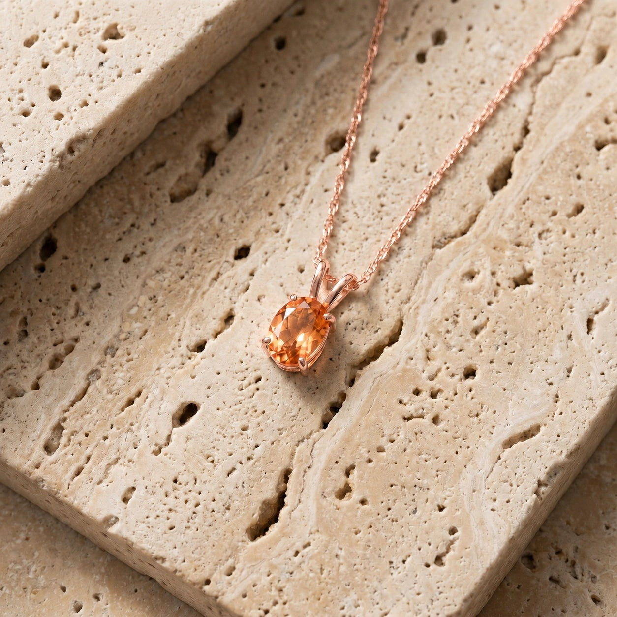 Rose Gold Belle Necklace Citrine 10K — Mimosa