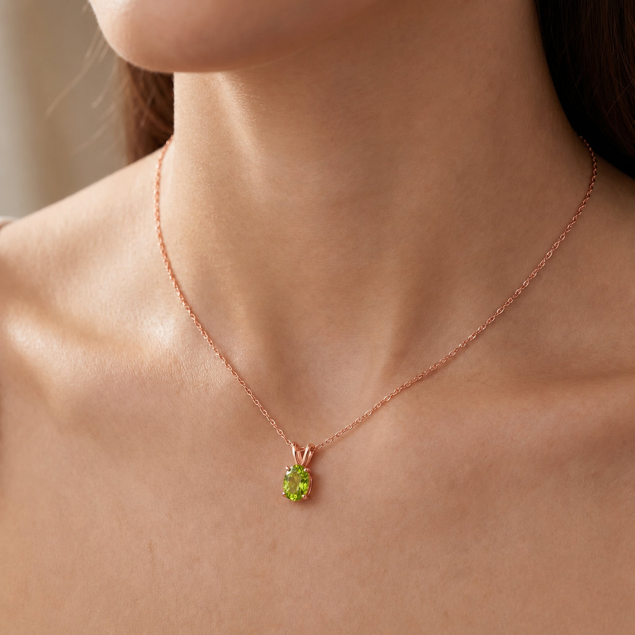 Rose Gold Belle Necklace Emerald 10K — Mimosa