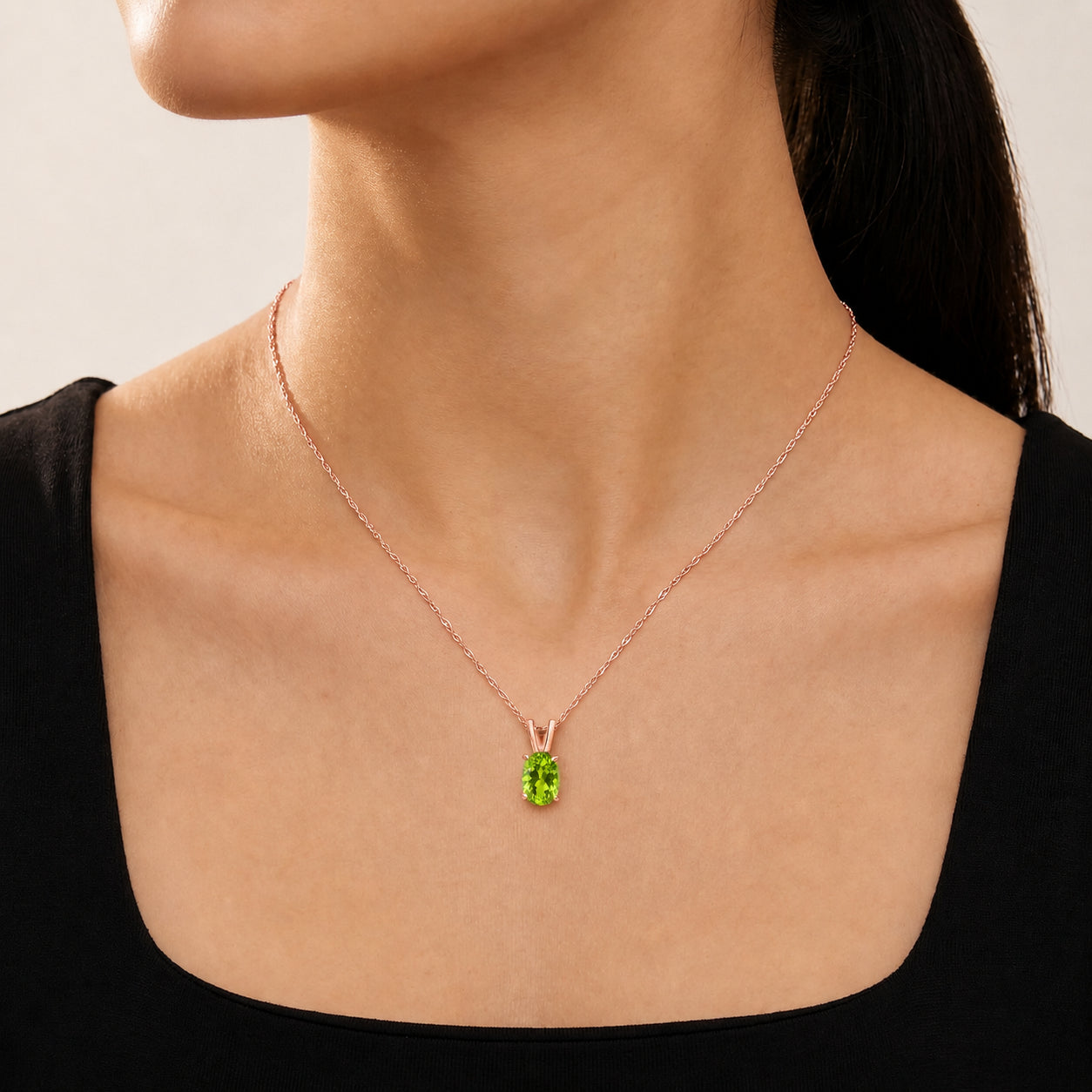 Rose Gold Belle Necklace Emerald 10K — Mimosa