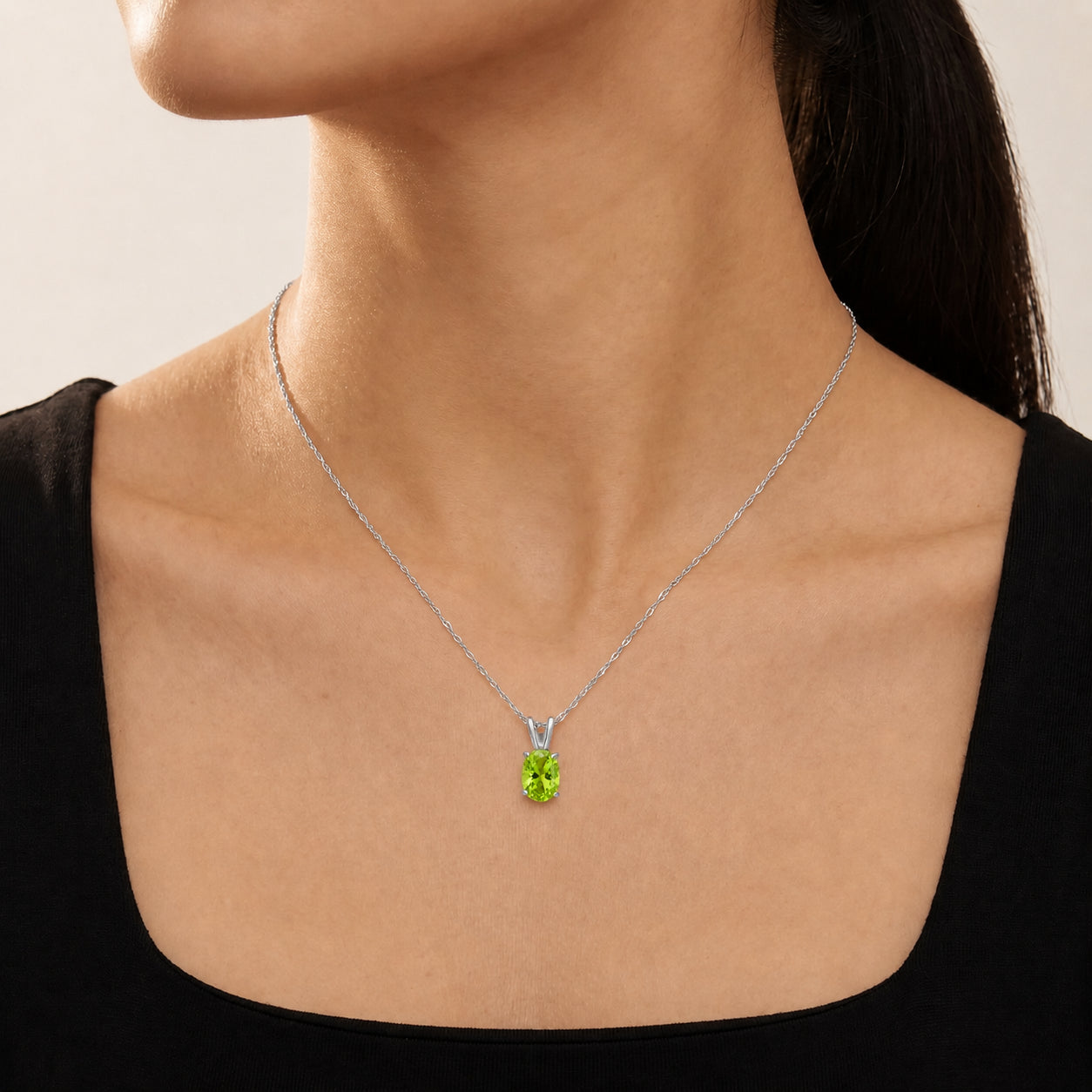 White Gold Belle Necklace Emerald 10K — Mimosa