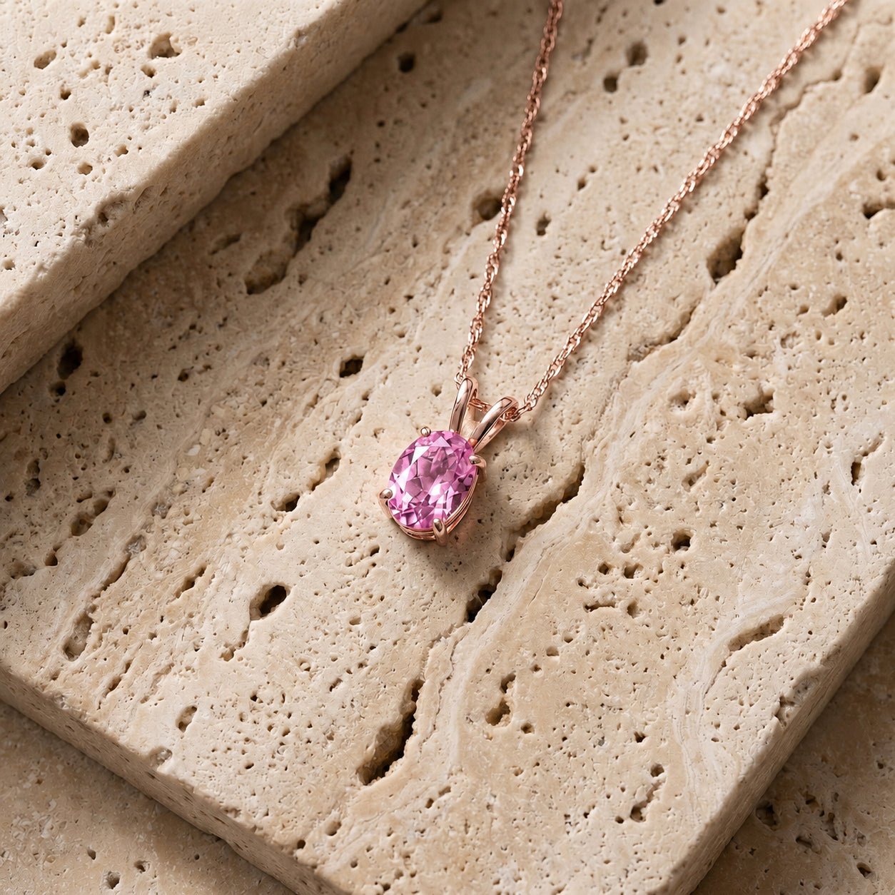 Rose Gold Belle Necklace Aquamarine 10K — Mimosa