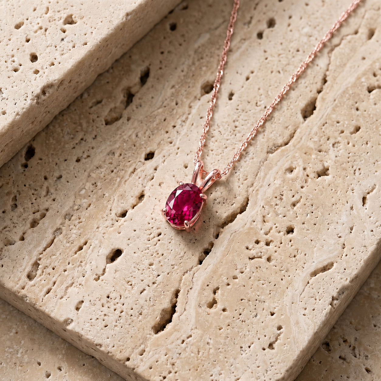 Rose Gold Belle Necklace Garnet 10K — Mimosa