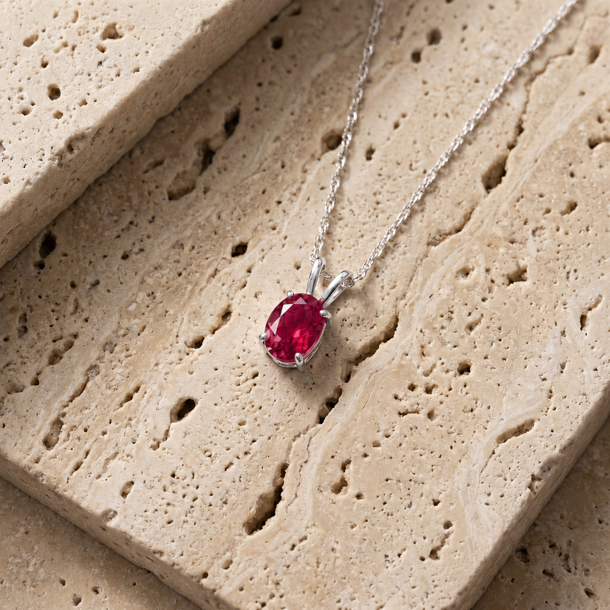 White Gold Belle Necklace Garnet 10K — Mimosa