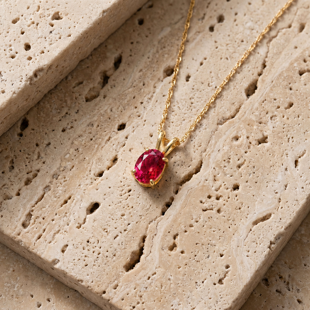 Yellow Gold Belle Necklace Garnet 10K — Mimosa