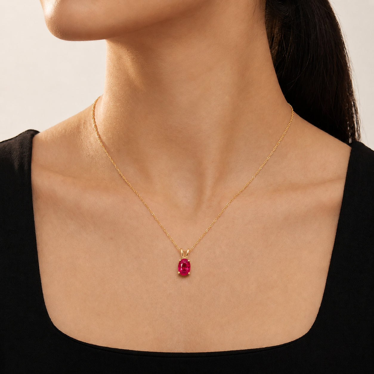 Yellow Gold Belle Necklace Garnet 10K — Mimosa