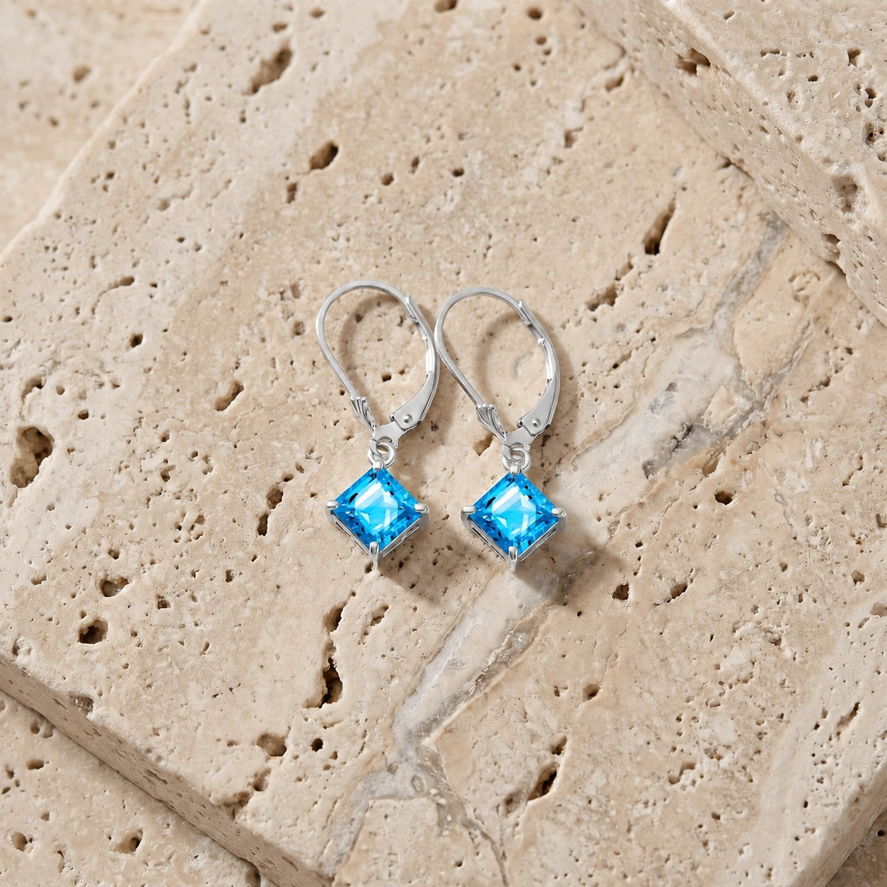 White Gold Eternal Earrings Blue Topaz 10K — Raffaella