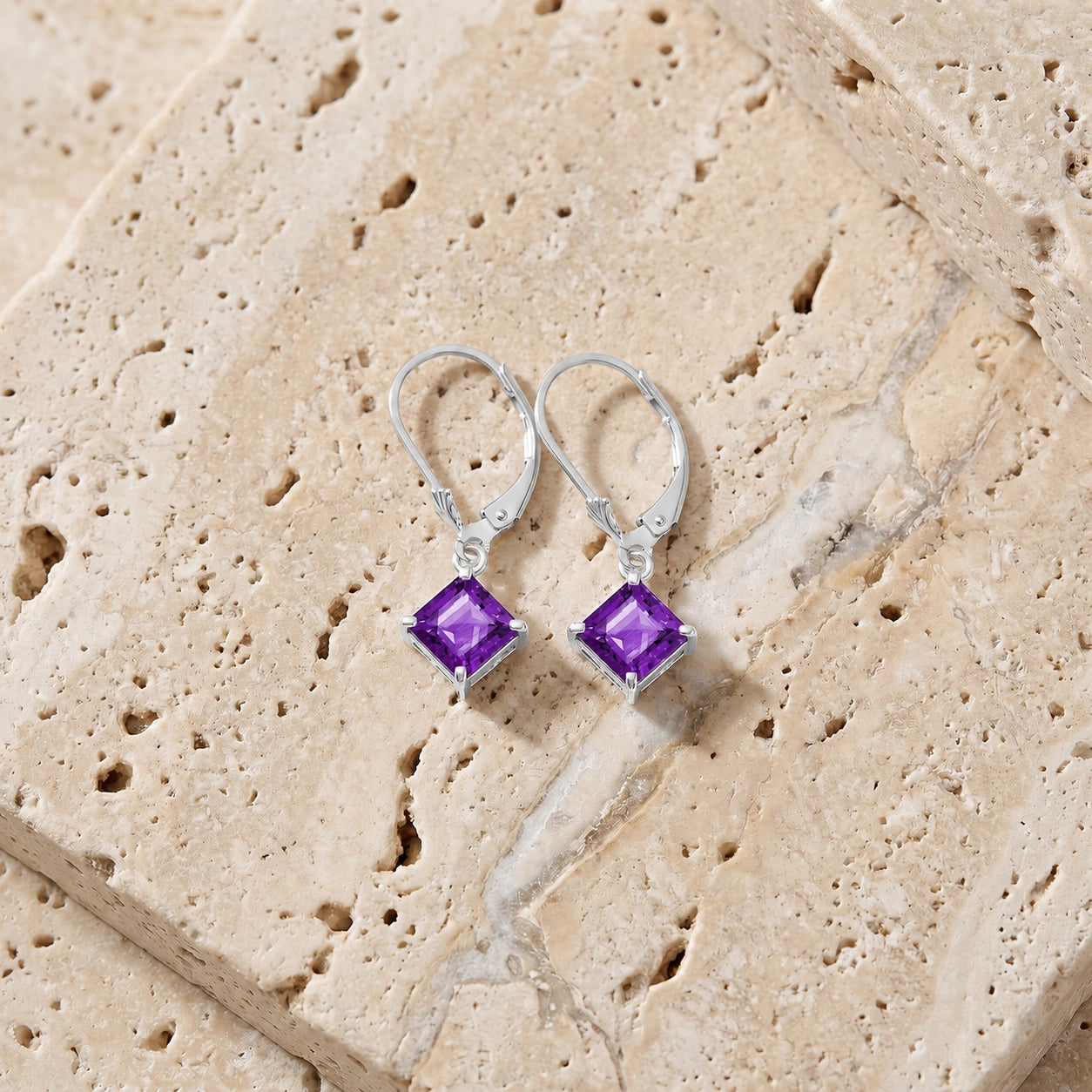 White Gold Eternal Earrings Amethyst 10K — Raffaella