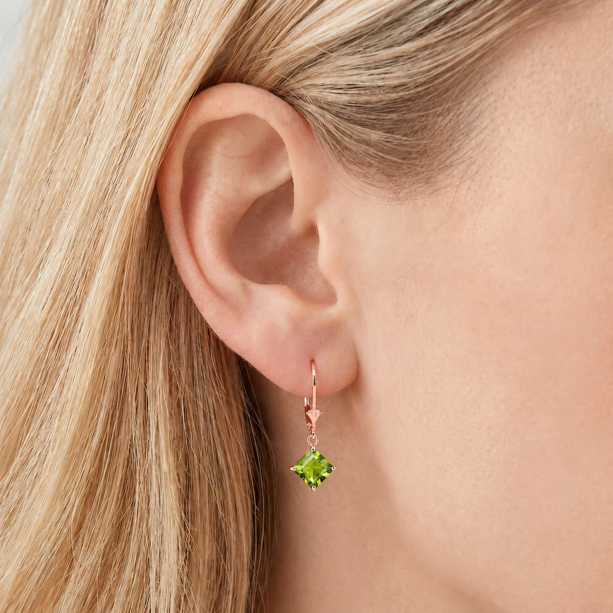 Rose Gold Eternal Earrings Peridot 10K — Raffaella