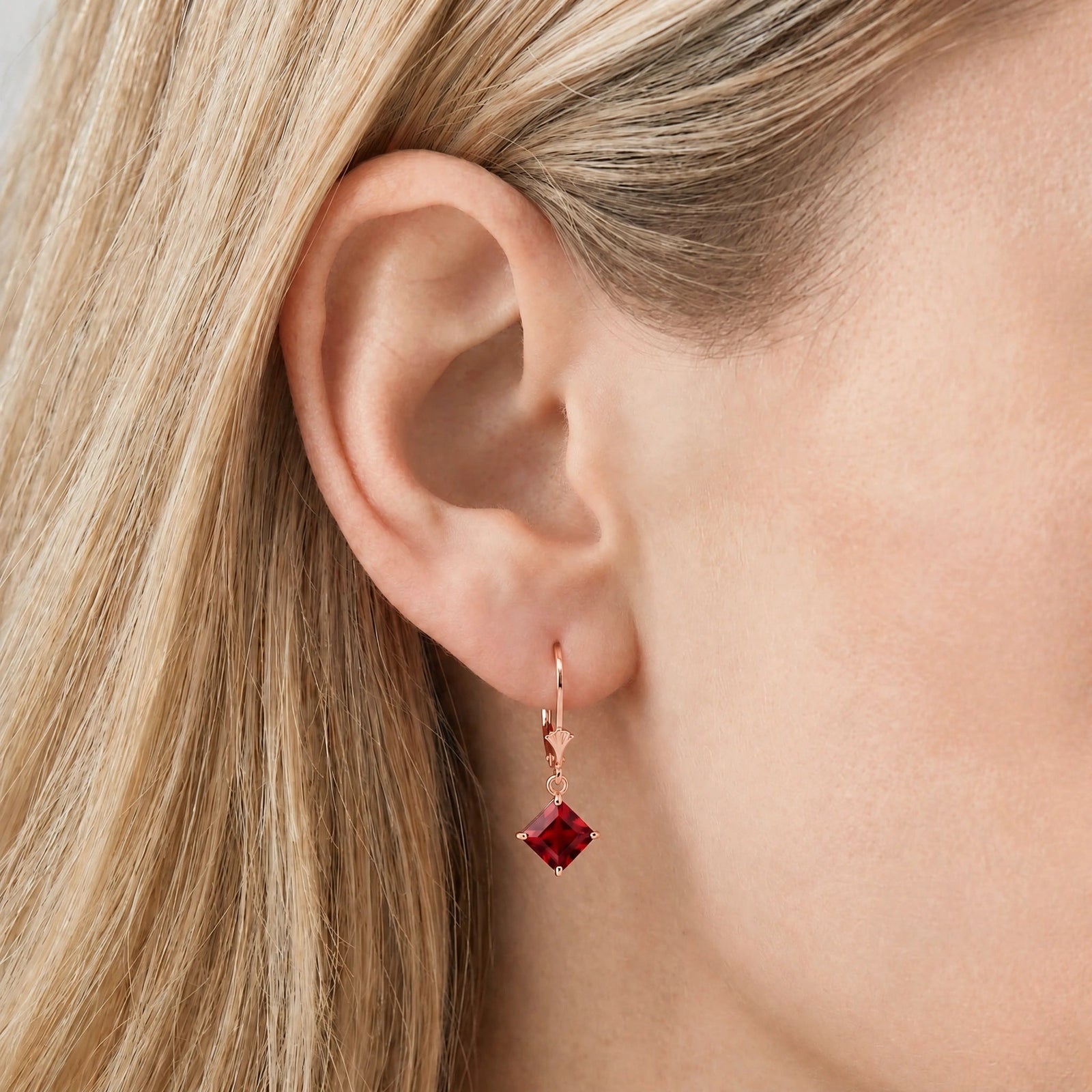 Rose Gold Eternal Earrings Garnet 10K — Raffaella