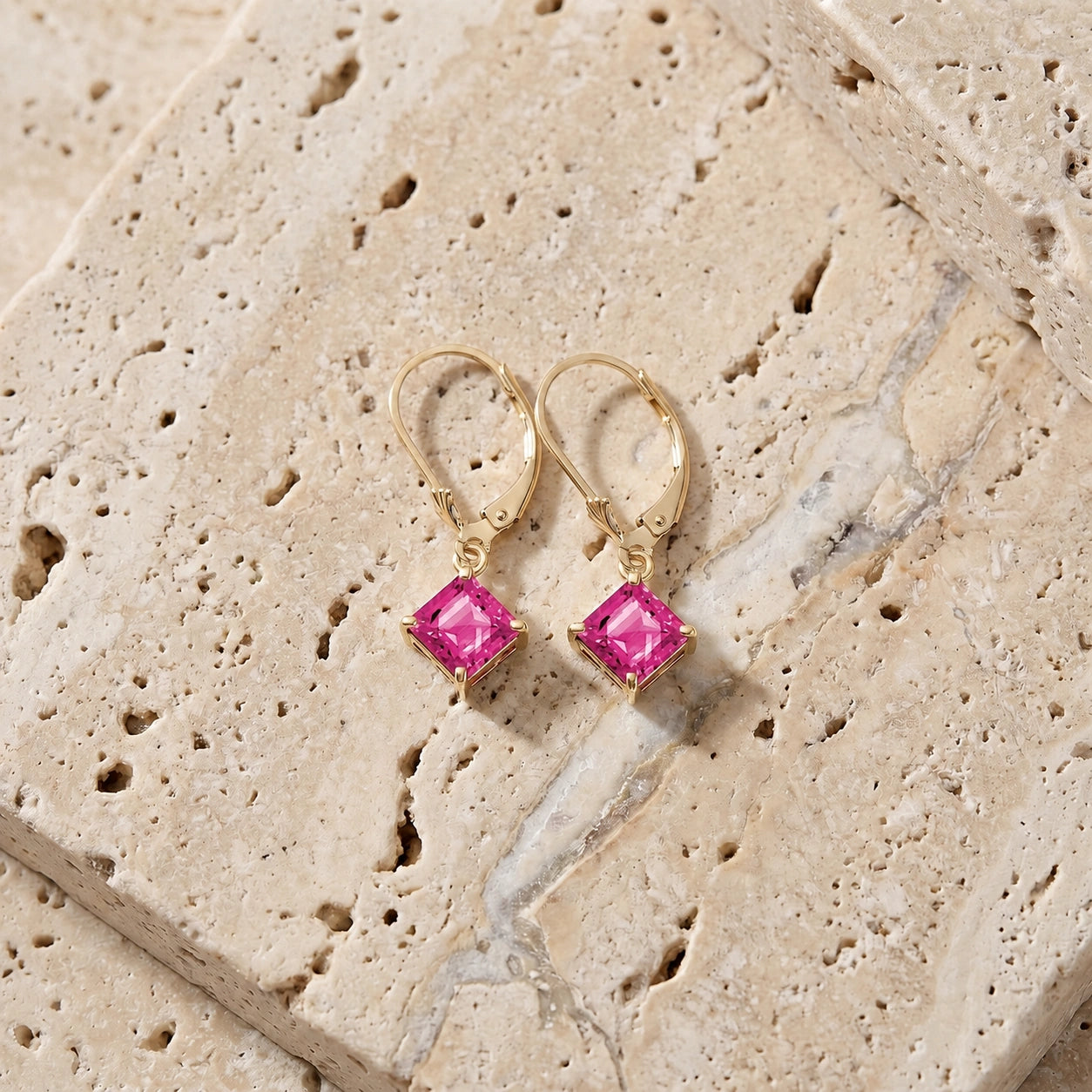 Yellow Gold Eternal Earrings Pink Topaz 10K — Raffaella