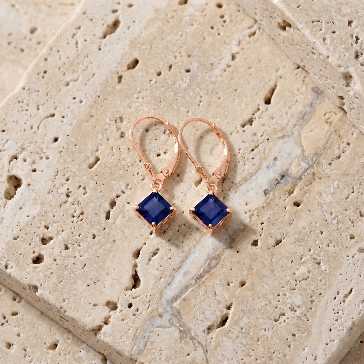 Rose Gold Eternal Earrings Sapphire 10K — Raffaella