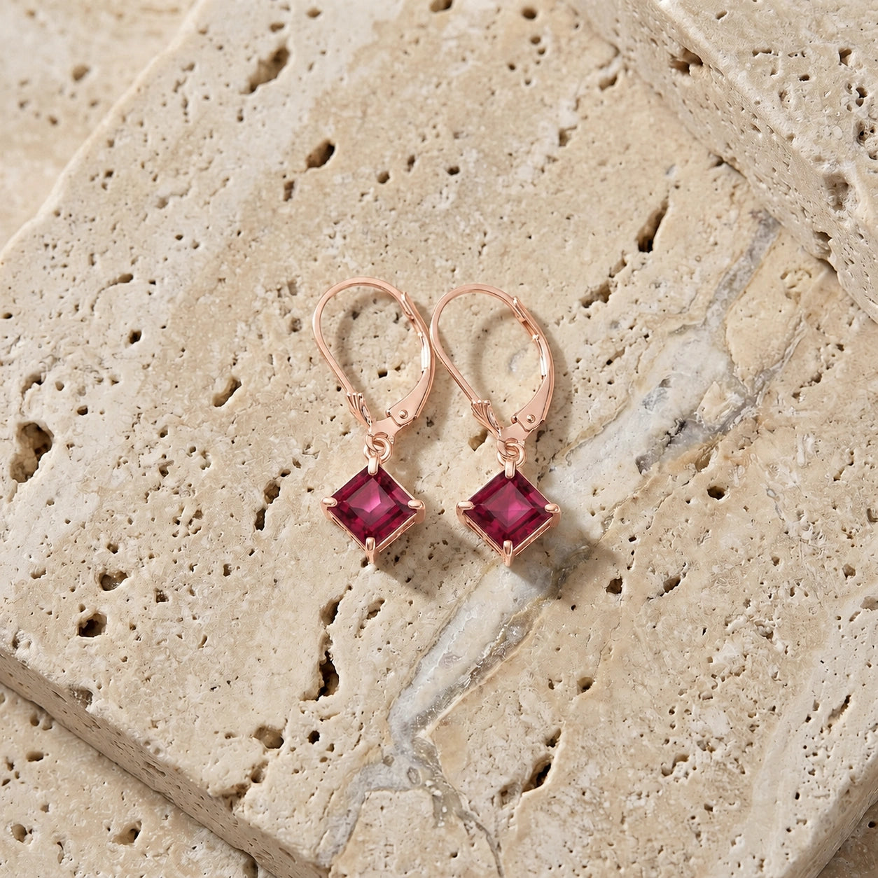 Rose Gold Eternal Earrings Ruby 10K — Raffaella