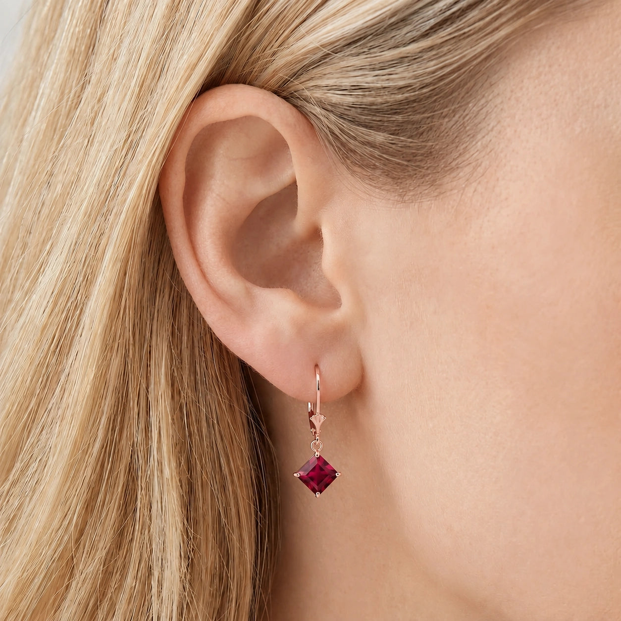 Rose Gold Eternal Earrings Ruby 10K — Raffaella