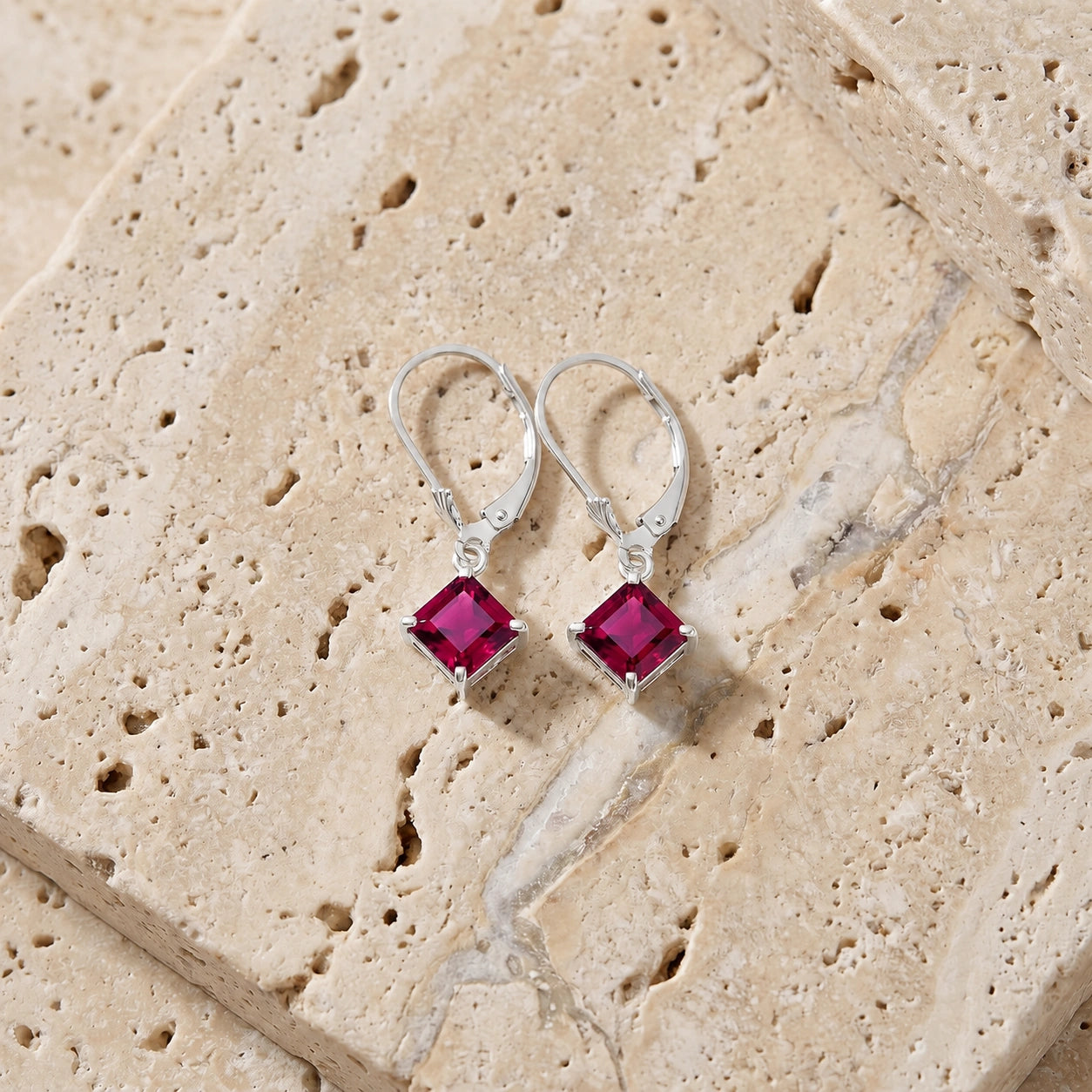 White Gold Eternal Earrings Ruby 10K — Raffaella