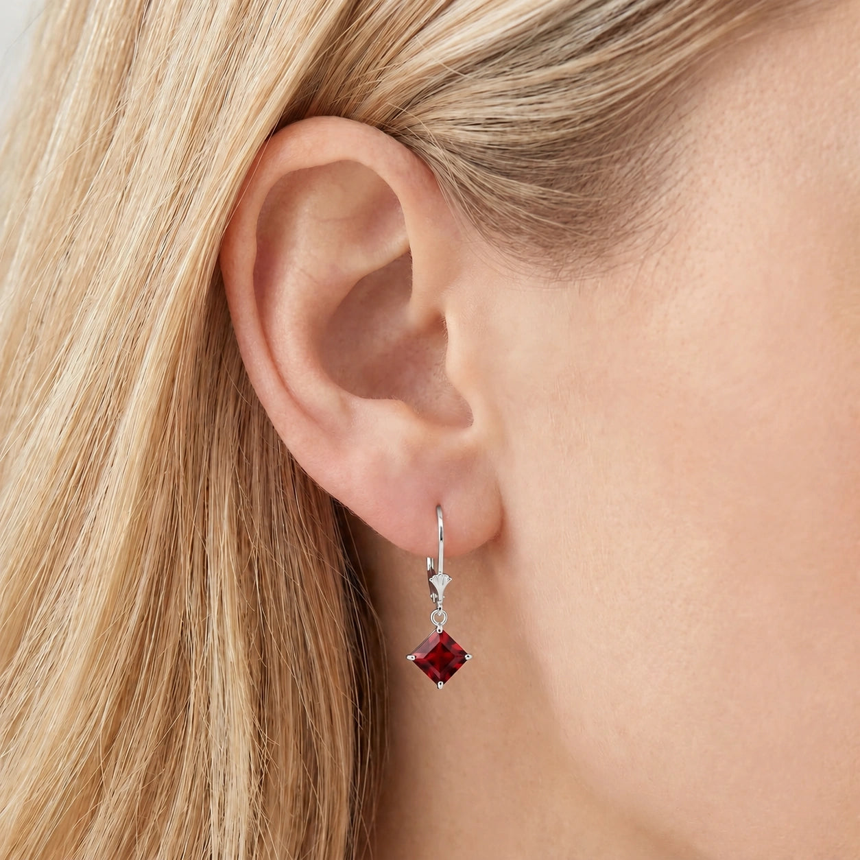 White Gold Eternal Earrings Ruby 10K — Raffaella