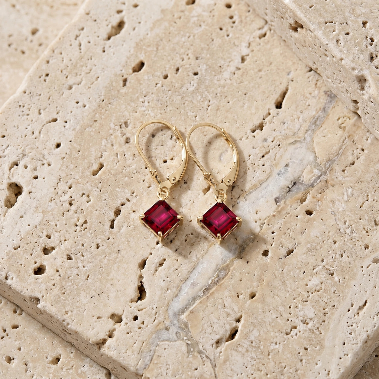 Yellow Gold Eternal Earrings Ruby 10K — Raffaella