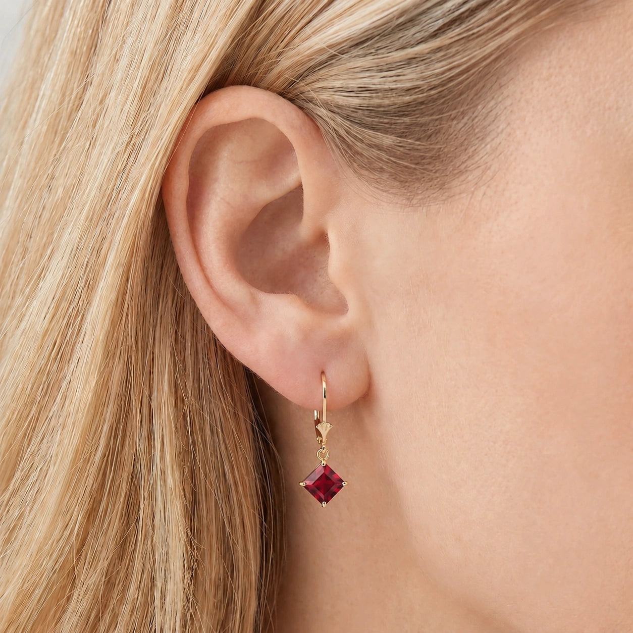Yellow Gold Eternal Earrings Ruby 10K — Raffaella