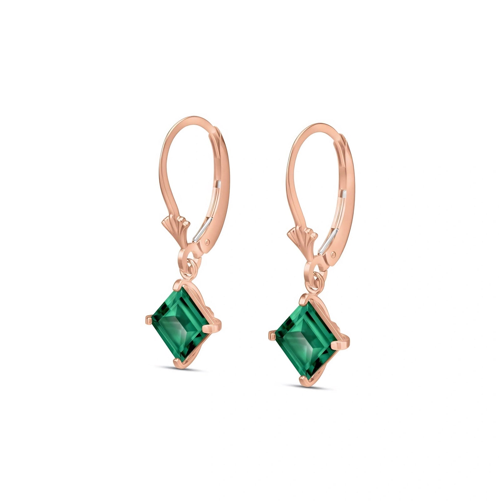 Rose Gold Eternal Earrings Emerald 10K — Raffaella