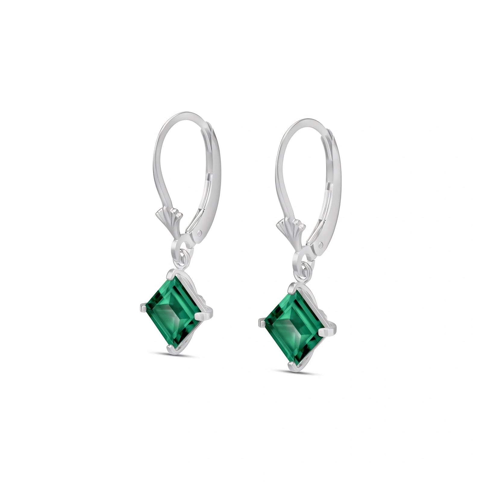 White Gold Eternal Earrings Emerald 10K — Raffaella