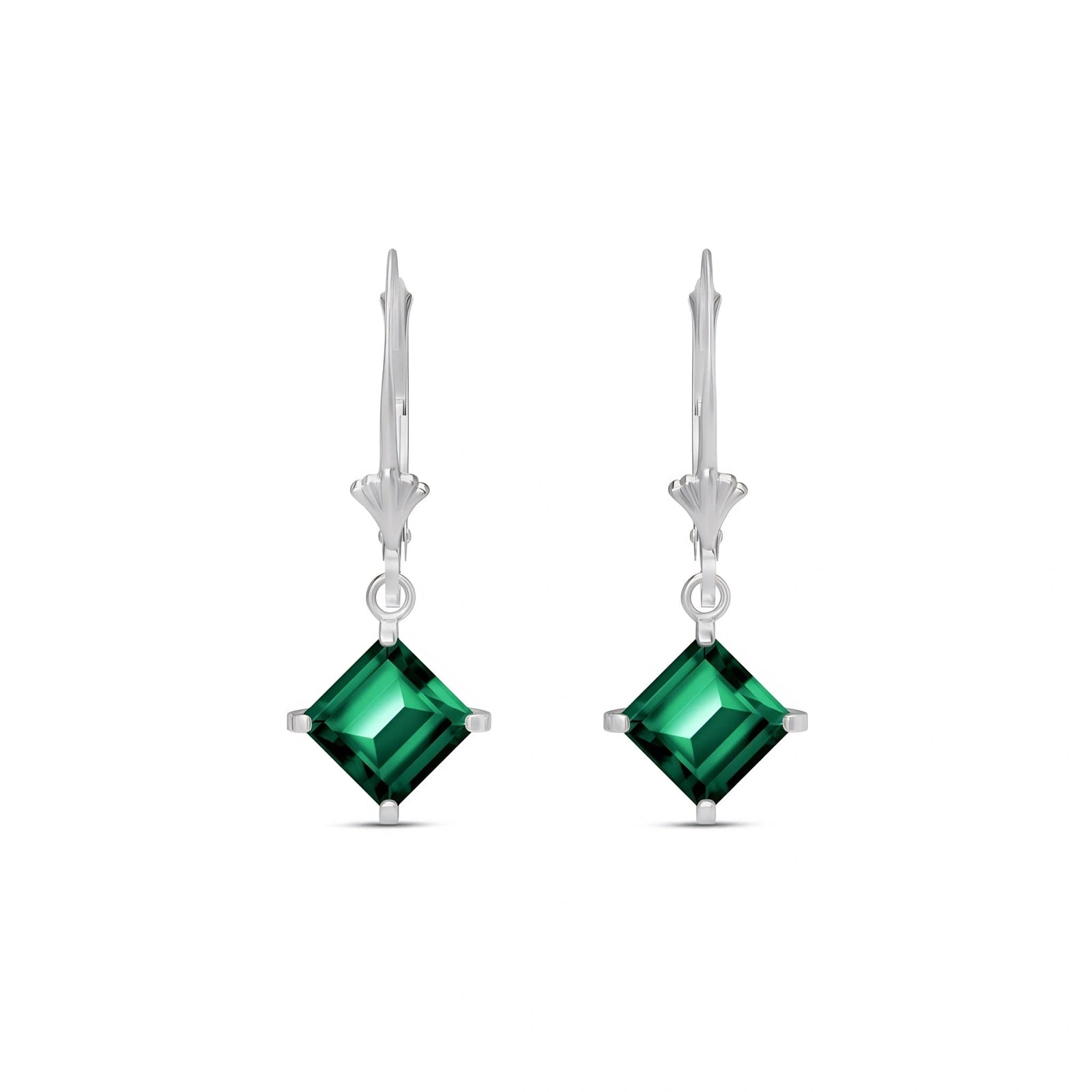 White Gold Eternal Earrings Emerald 10K — Raffaella