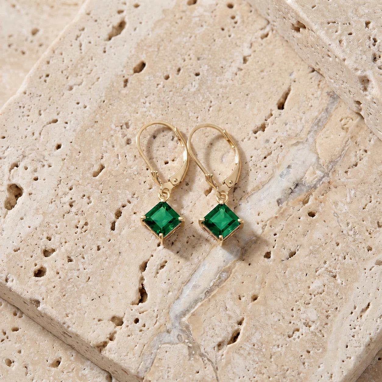 Yellow Gold Eternal Earrings Emerald 10K — Raffaella