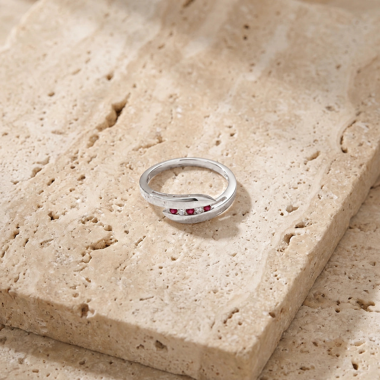 White Gold Ruby & Diamond — Leandra