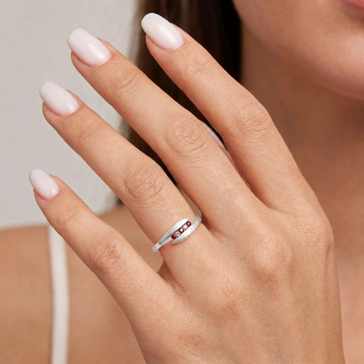 White Gold Ruby & Diamond — Leandra