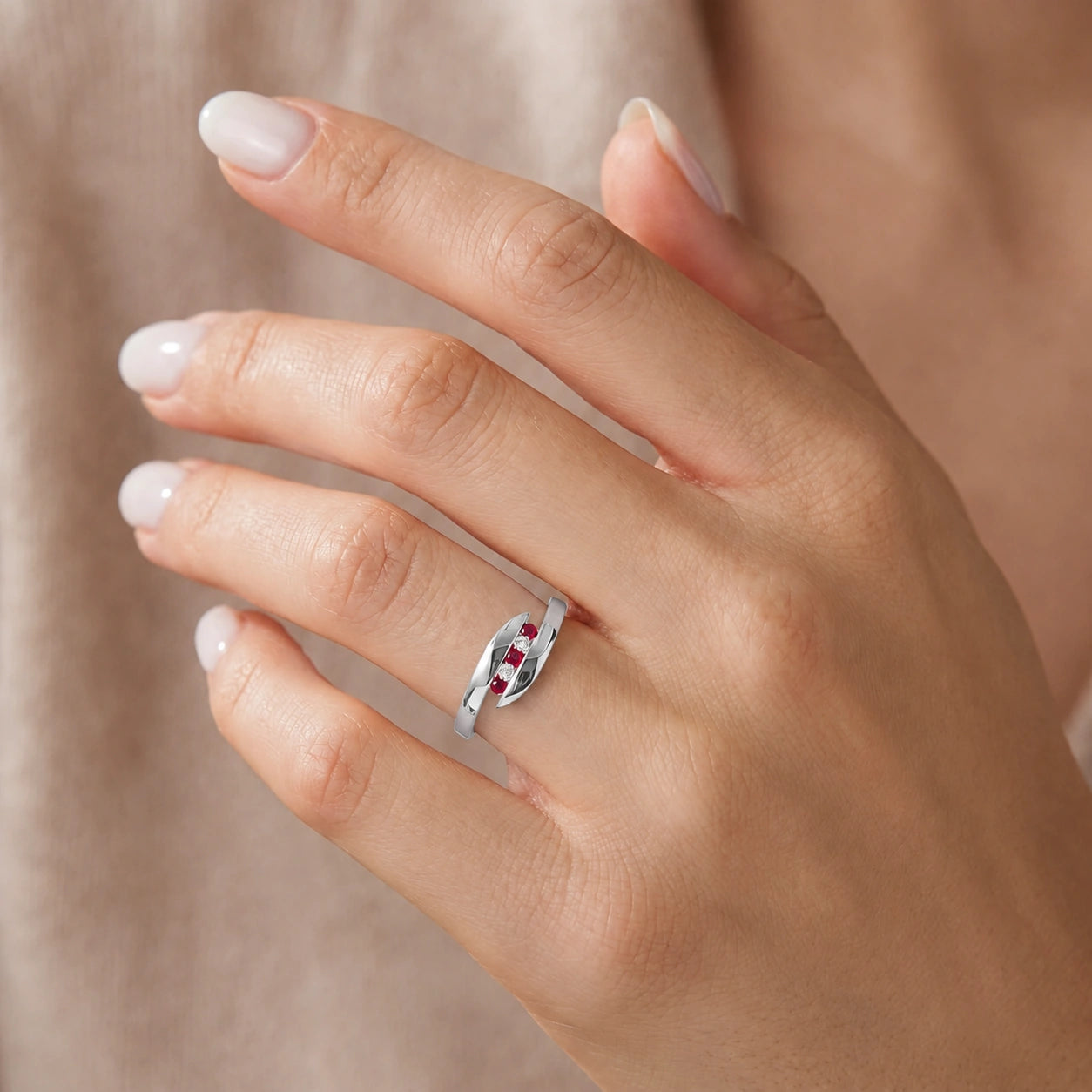 White Gold Ruby & Diamond — Leandra