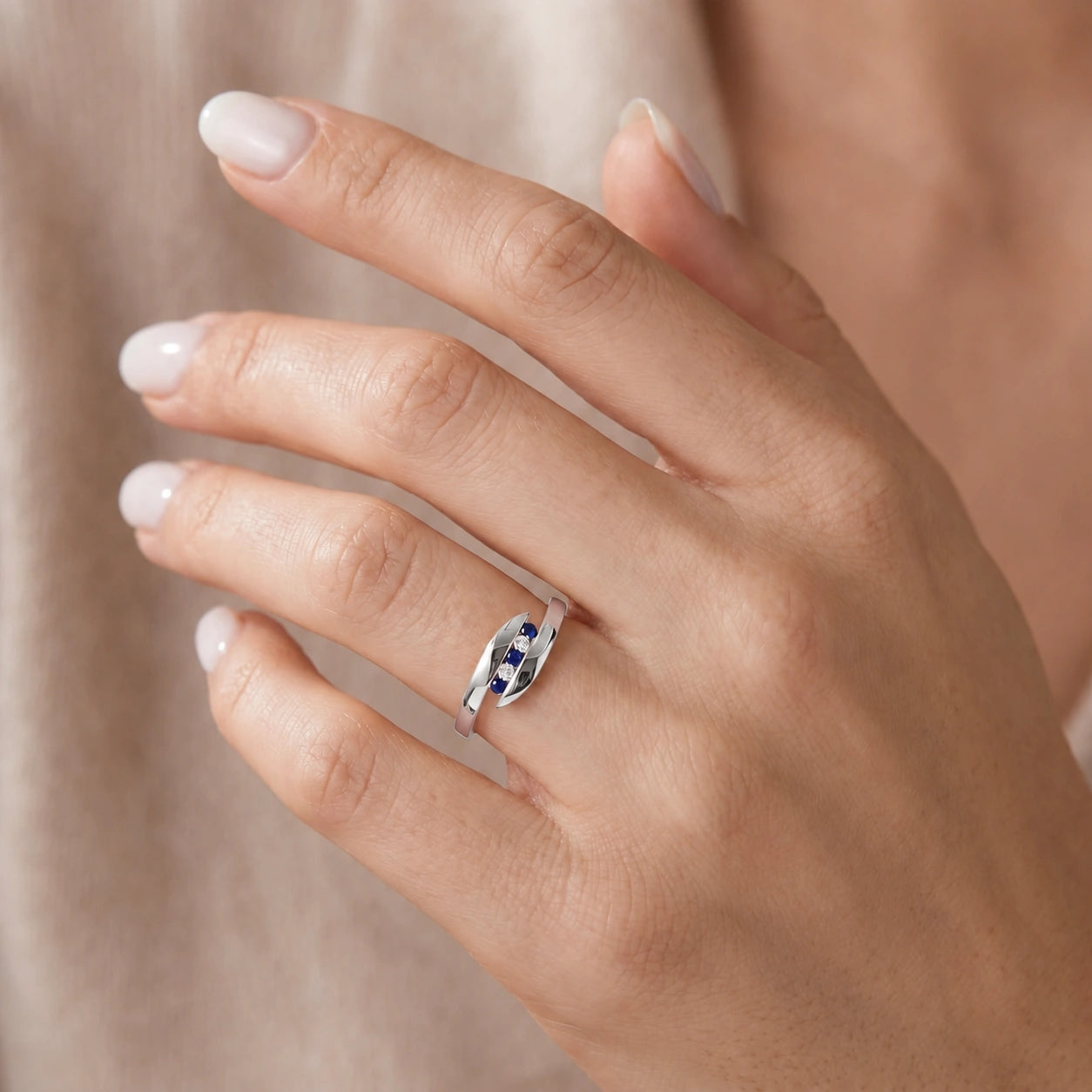 White Gold Sapphire & Diamond — Leandra