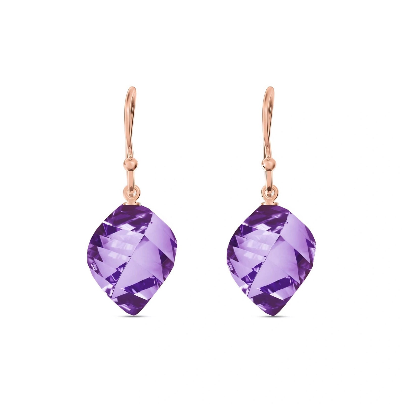 Rose Gold Earrings Amethyst 10K — Calliope